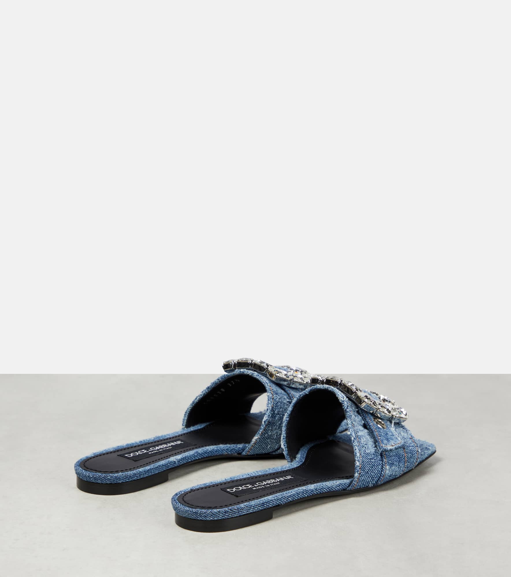 Crystal-embellished denim sandals - 3