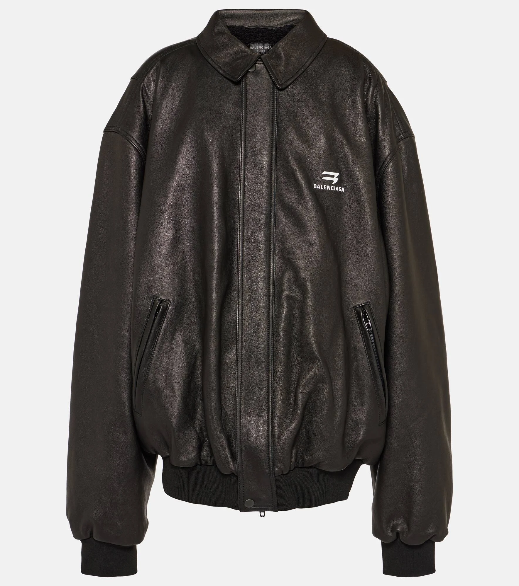 Oversized leather bomber jacket - 1