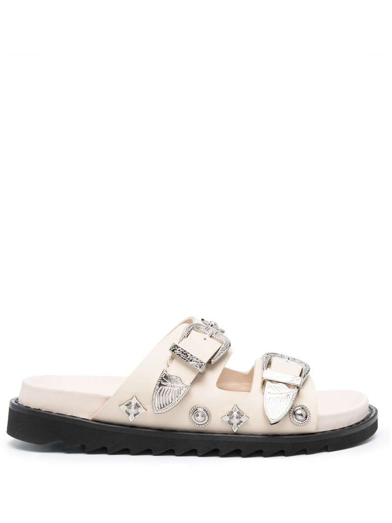 stud-embellished leather slides 1
