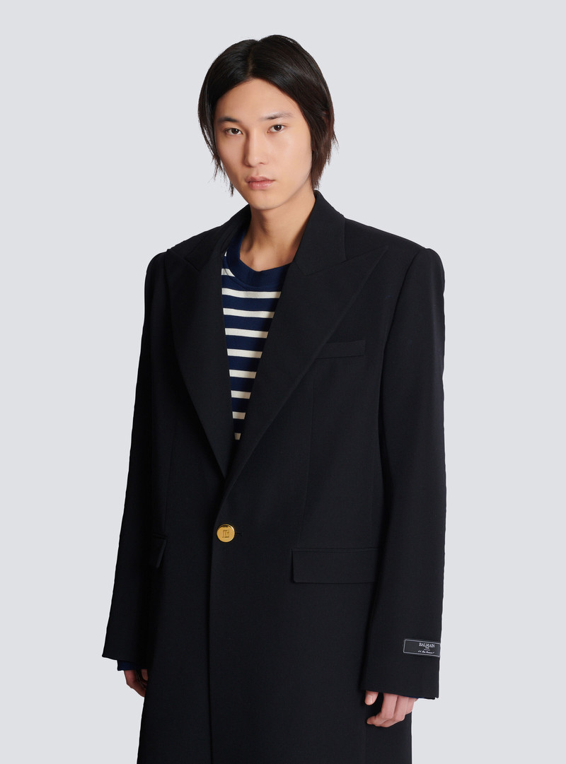 Long coat in grain de poudre wool 7