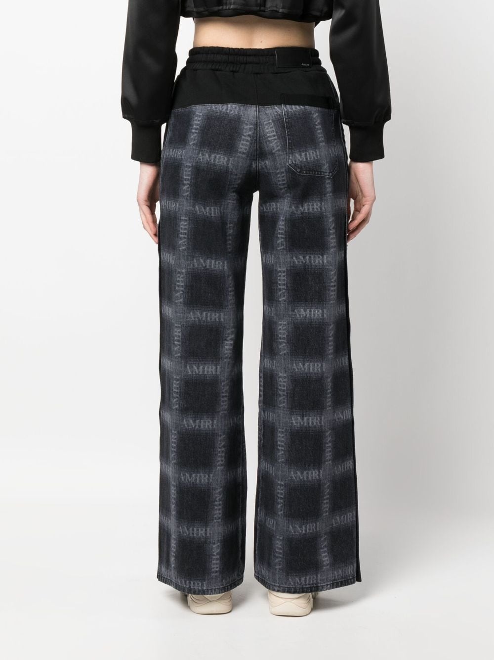 logo check-print track pants - 4