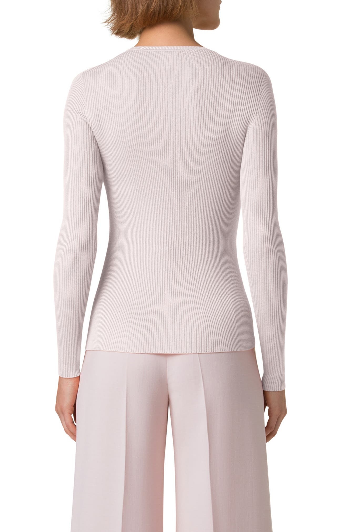 Akris Seamless Silk & Cotton Rib Sweater in Pale Pink at Nordstrom - 2
