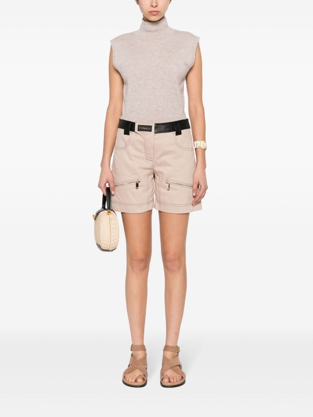 Scilla panelled-leather shorts - 2