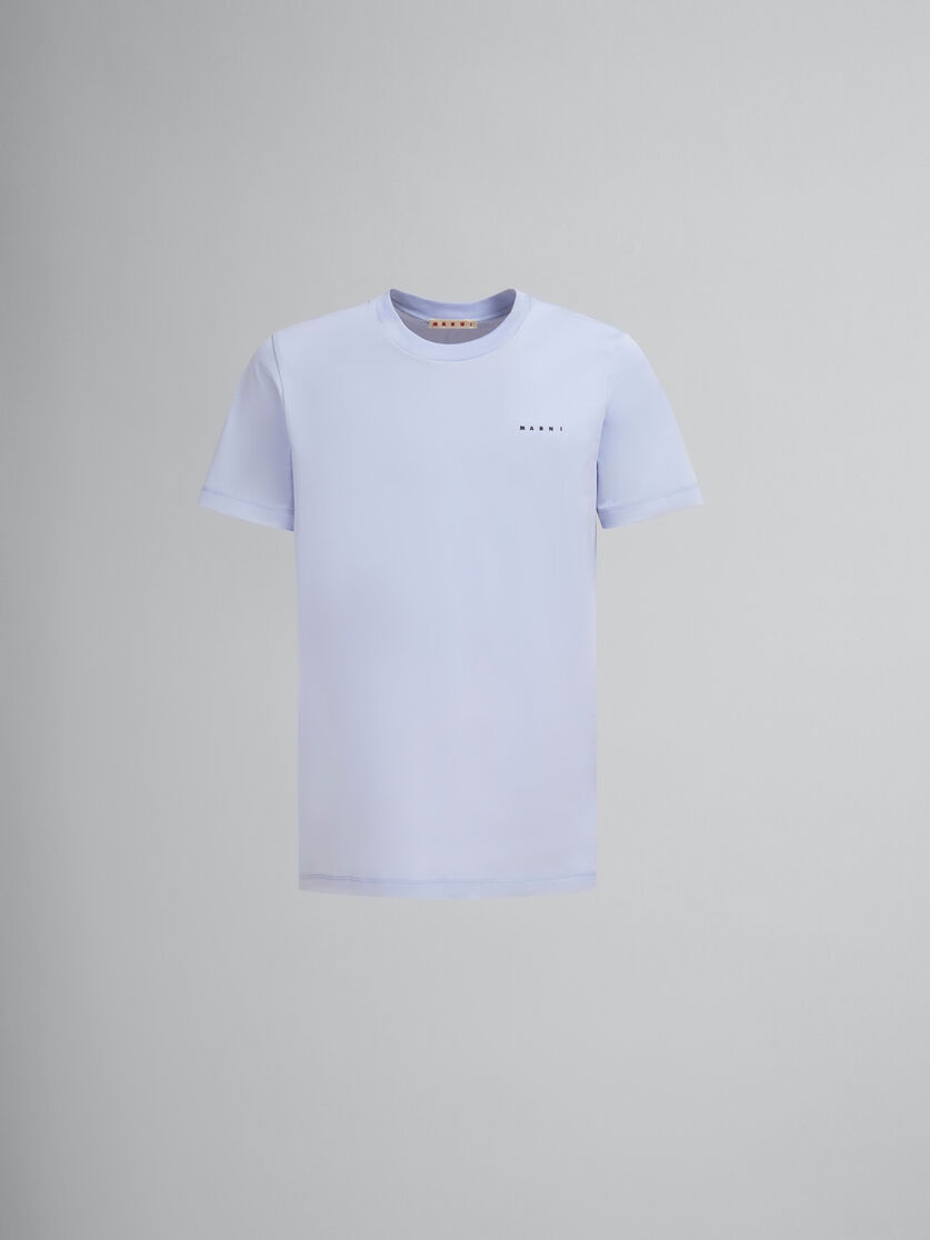 LIGHT BLUE ORGANIC COTTON T-SHIRT WITH MINI MARNI LOGO - 1