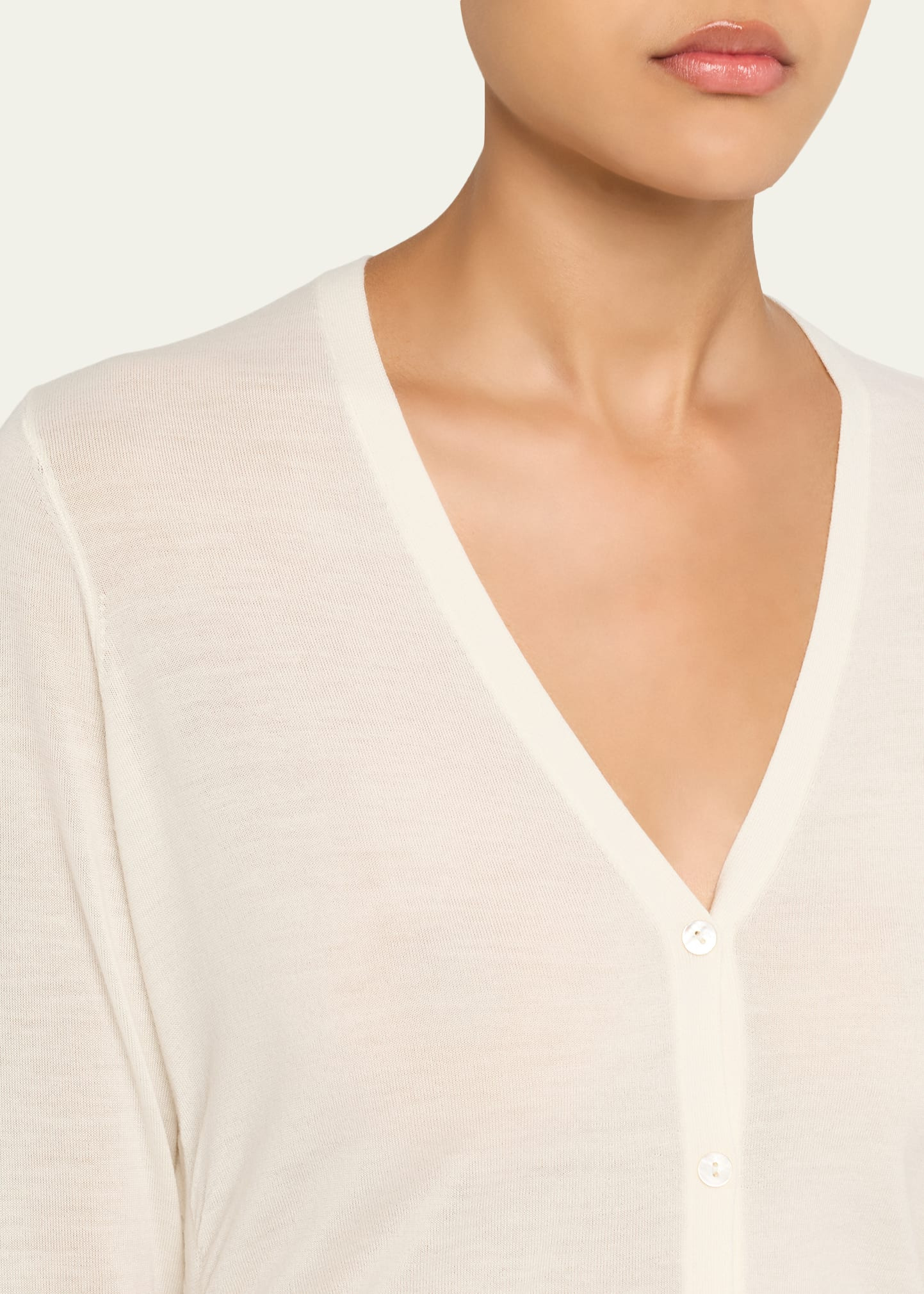 Shirred Fine Wool Cardigan - 5
