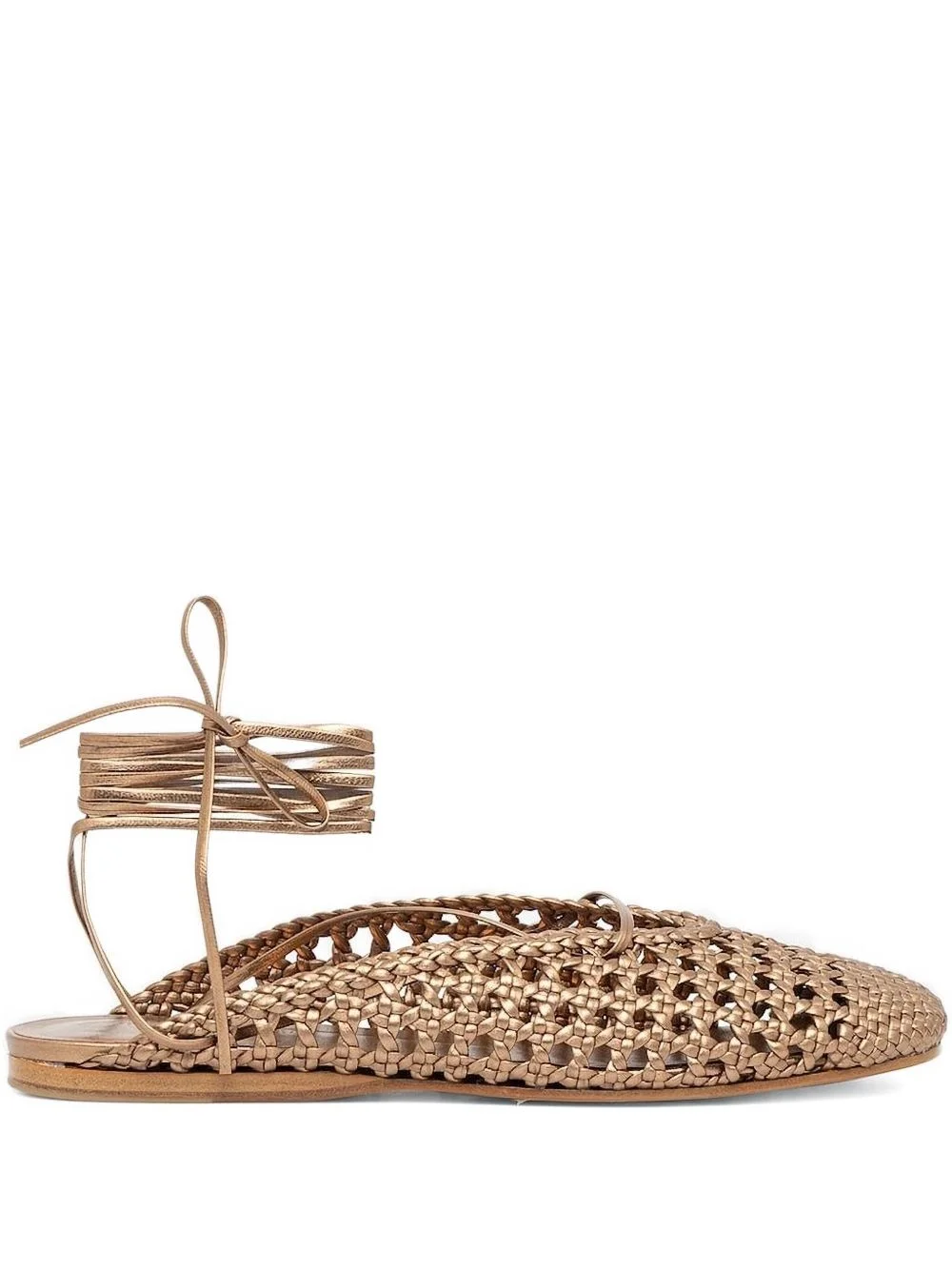 woven lace-up flats - 1