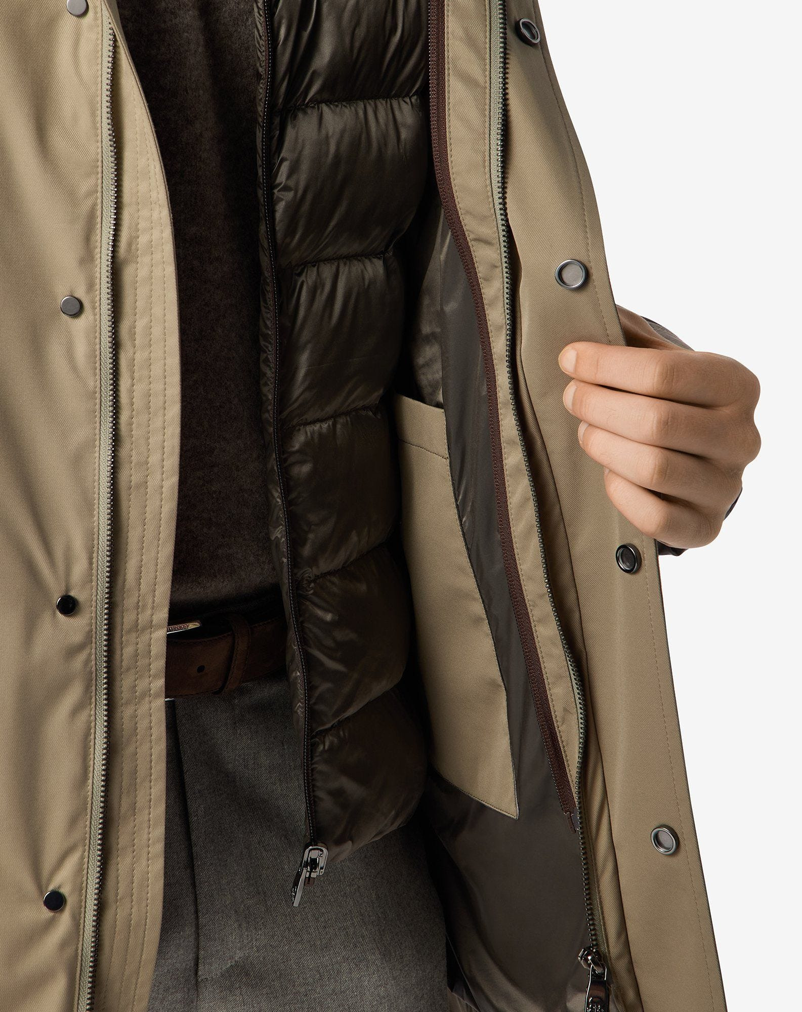 Green technical fabric caban coat - 5