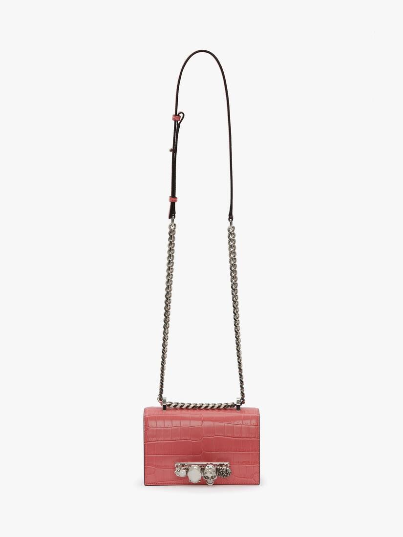 Mini Jewelled Satchel in Coral - 5
