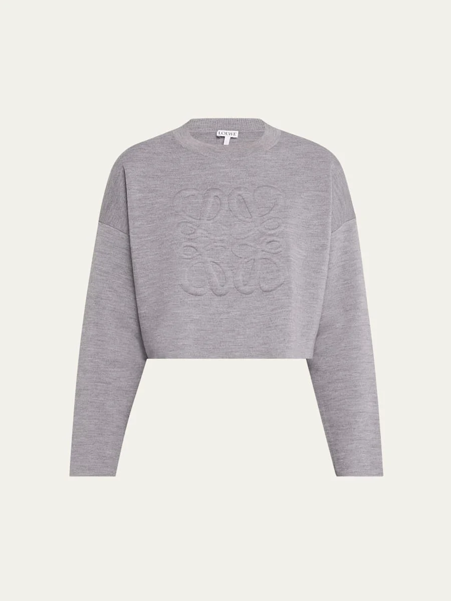 Short Wool Sweater with Anagram Detail - 1