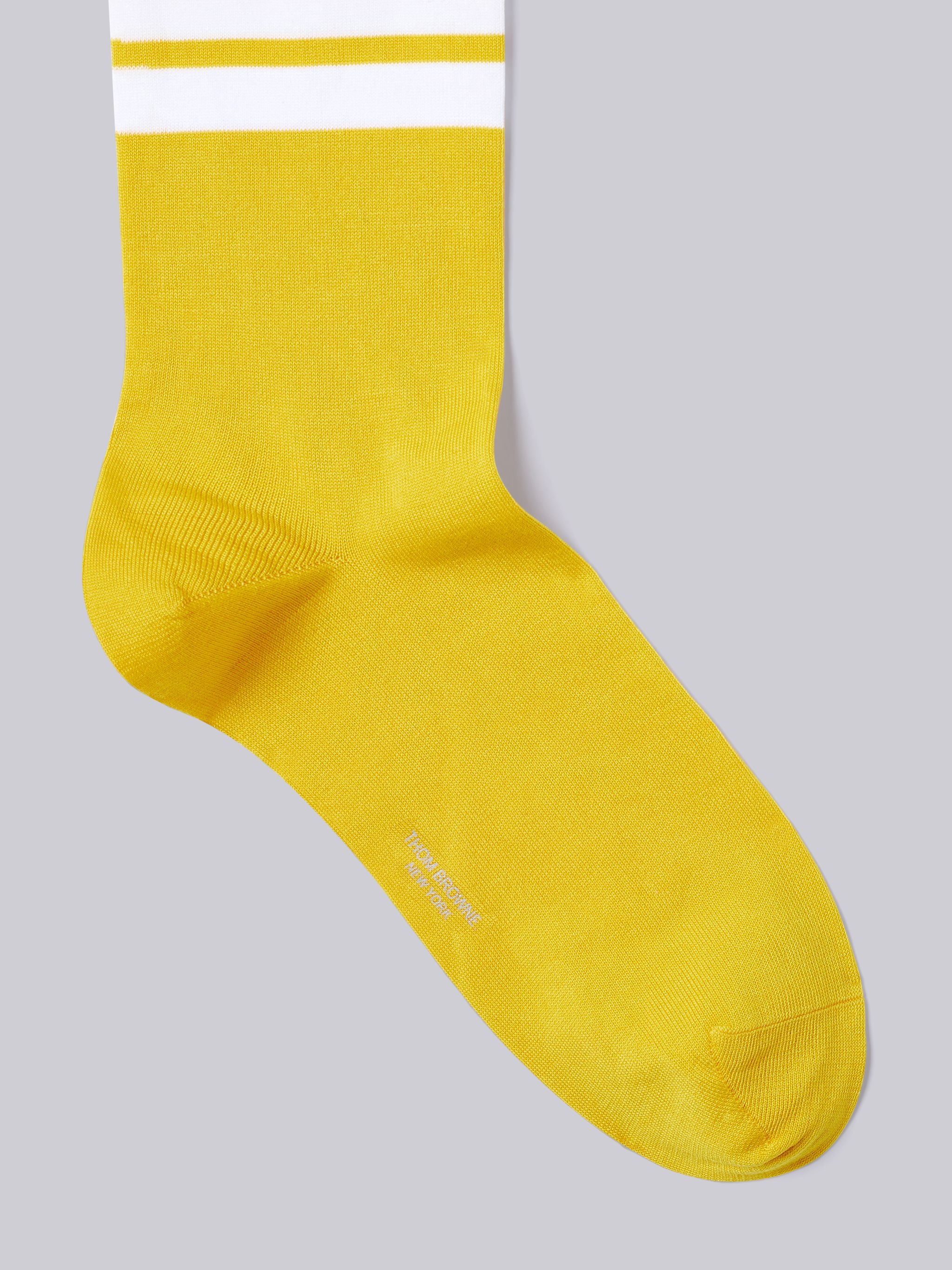 Yellow Lightweight Cotton Mid-calf 4-Bar Socks - 2