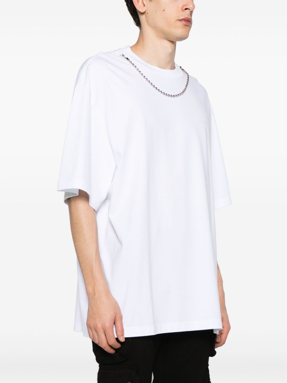 chain-detail logo-embroidered T-shirt - 3