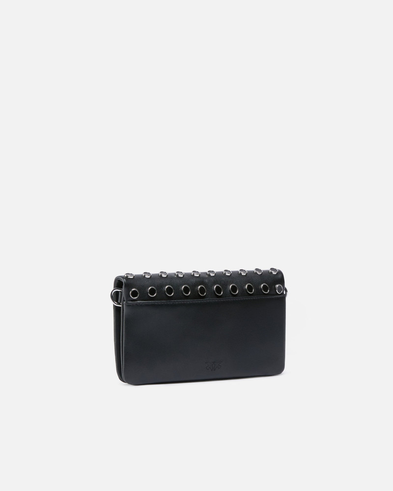 PINKO LOVE BAG CLICK SOFT HORIZONTAL MINI CROSSBODY CLUTCH IN LEATHER WITH STUDS outlook