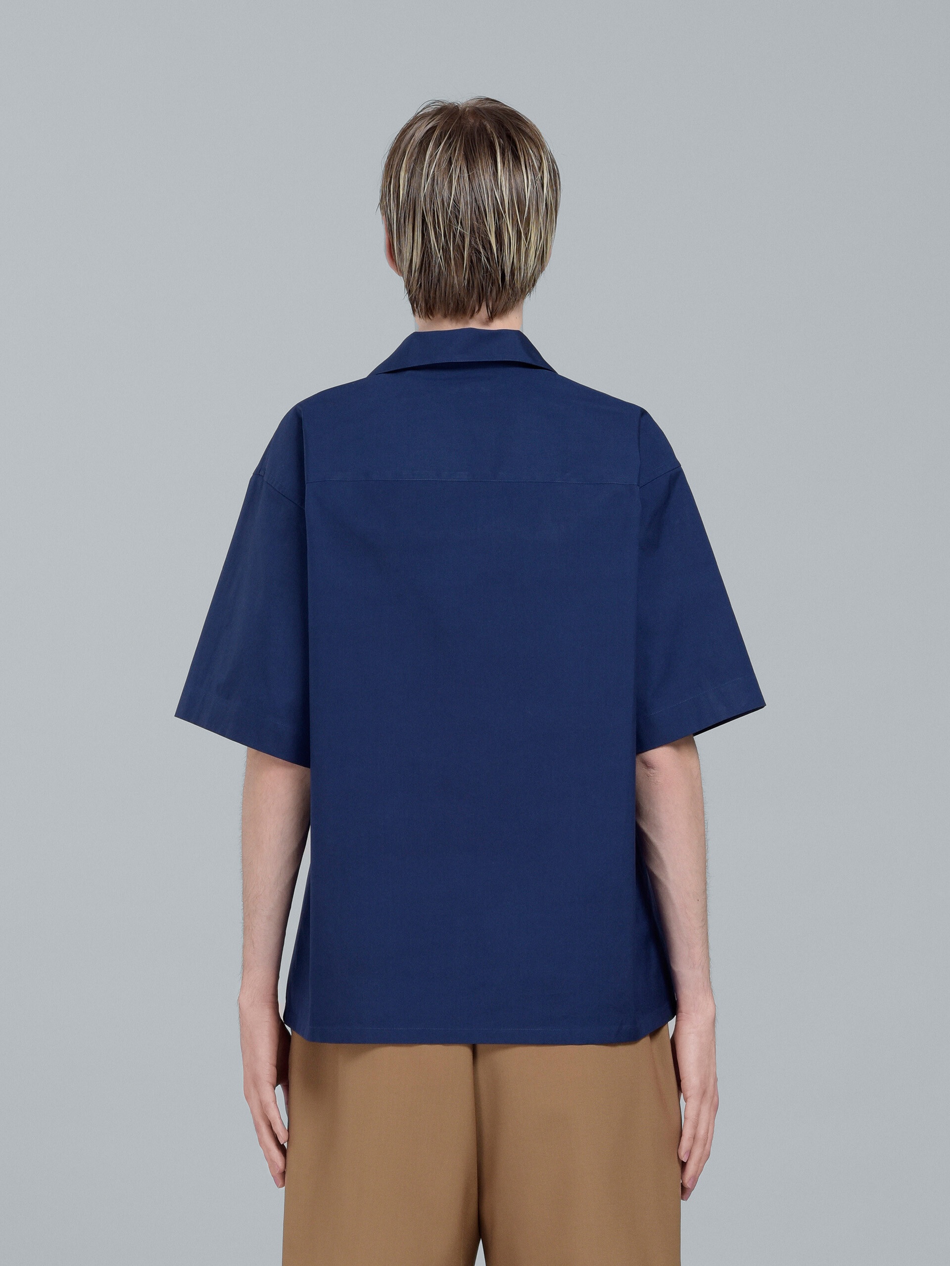 BLUE POPLIN LOGO BOWLING SHIRT - 3