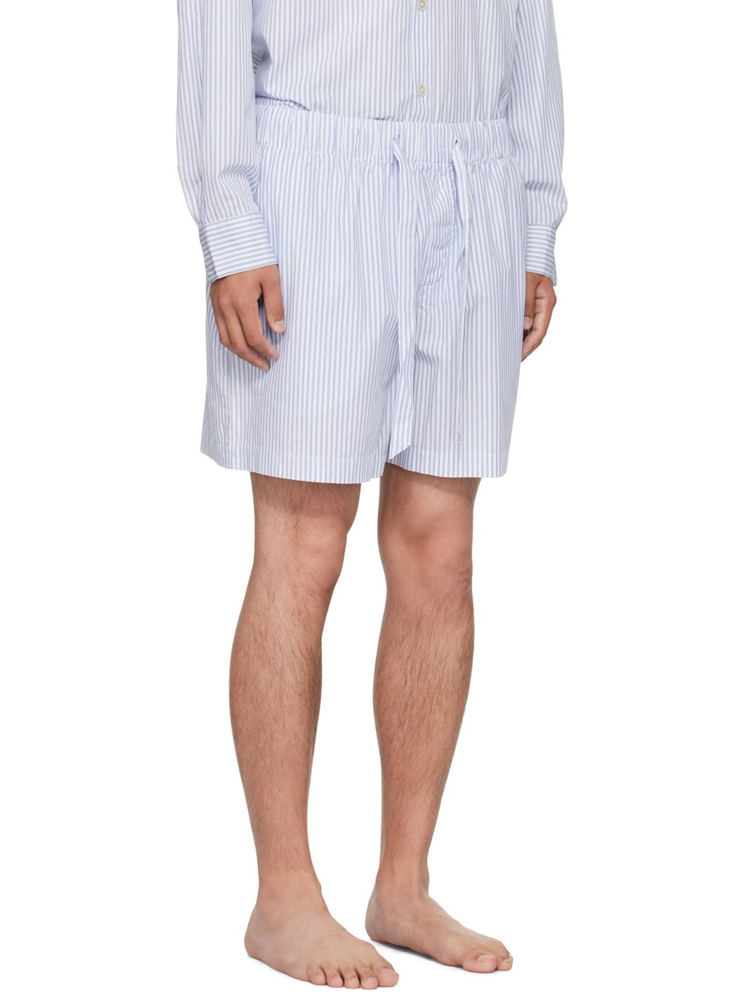White & Blue Poplin Pyjama Shorts - 2