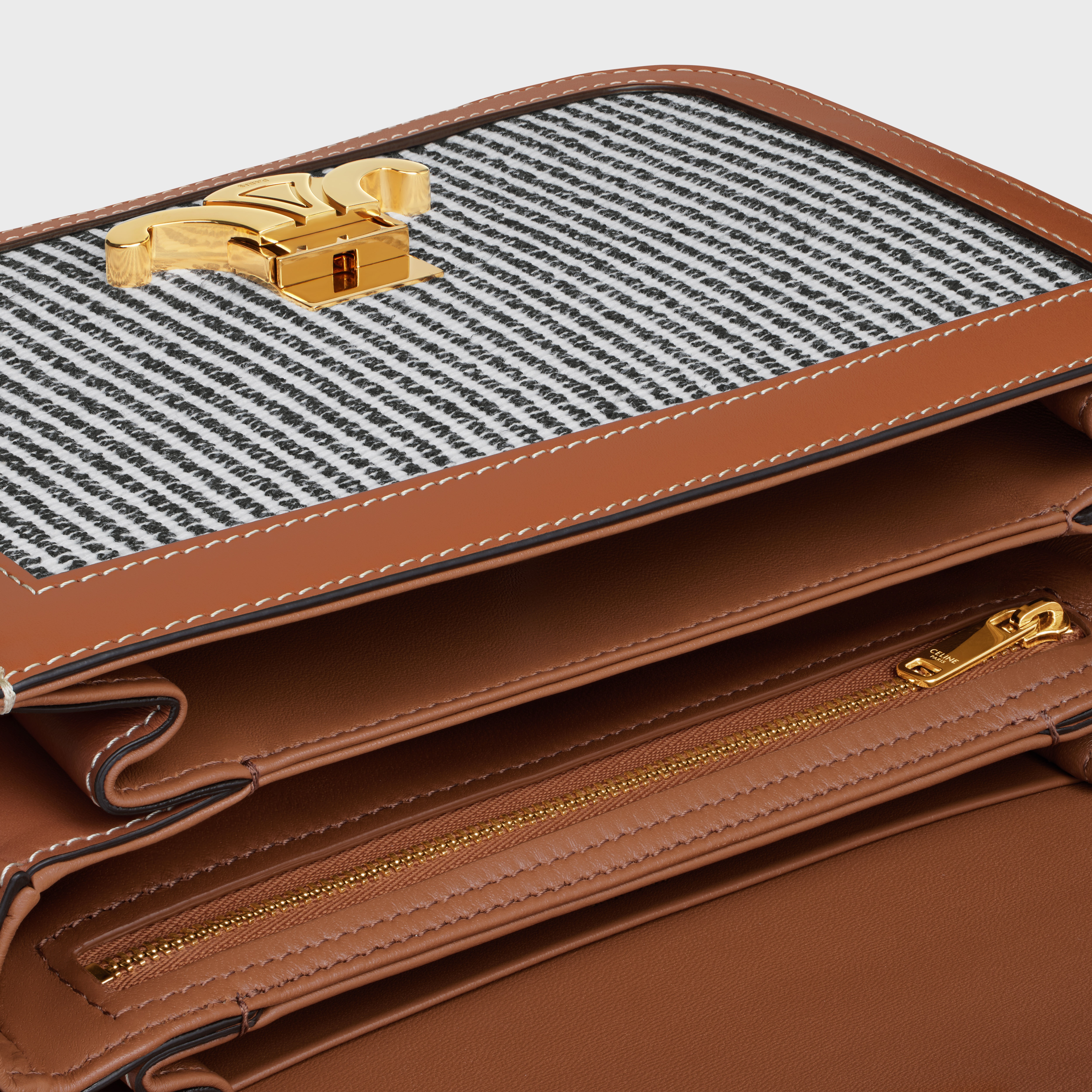 Classique Triomphe Bag in STRIPED TEXTILE AND CALFSKIN - 4