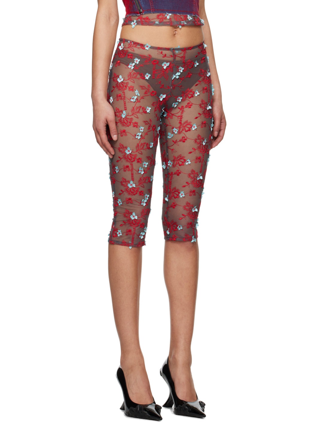 Red Floral Shorts - 2