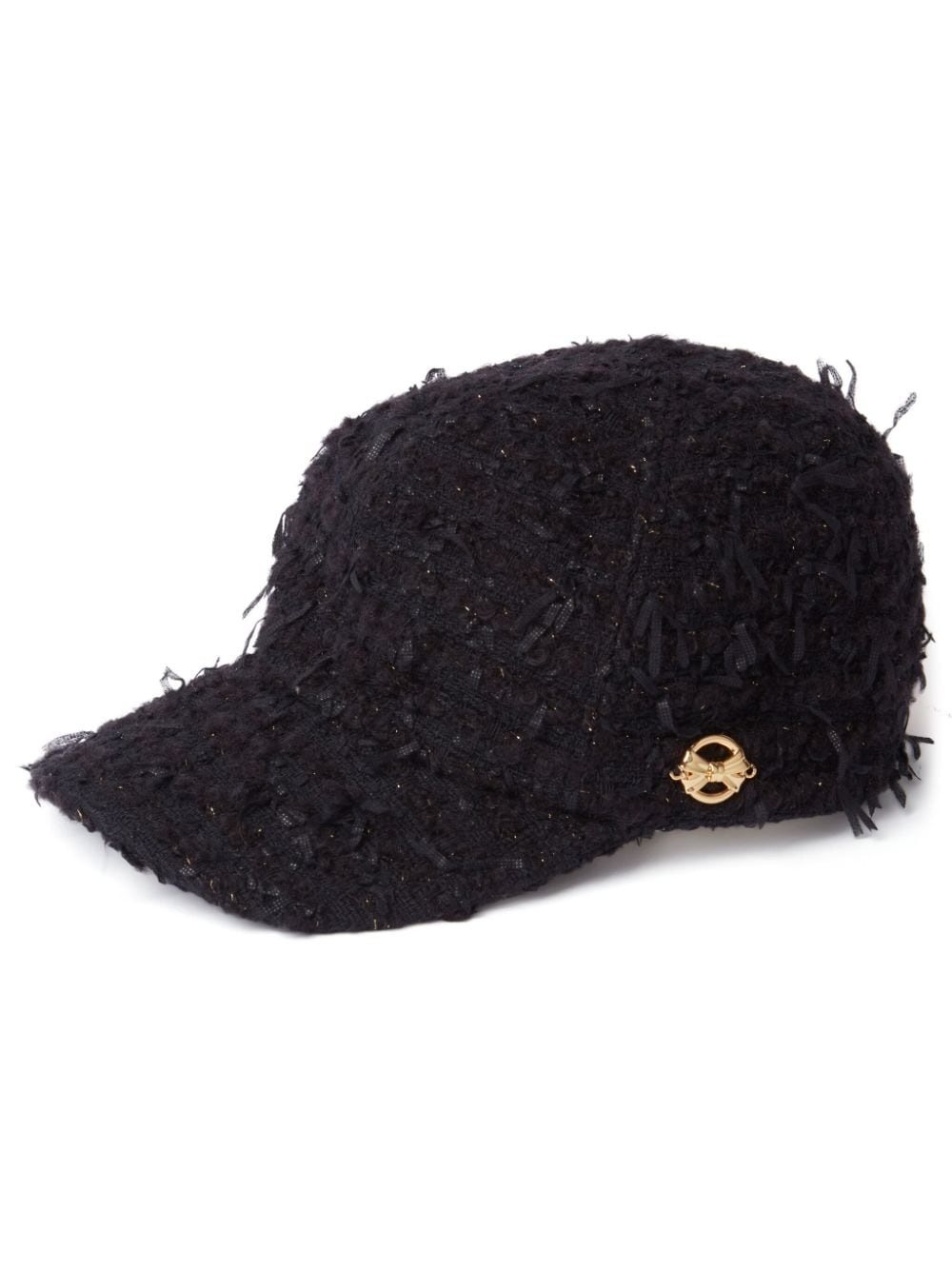 charm-detail tweed baseball cap - 1
