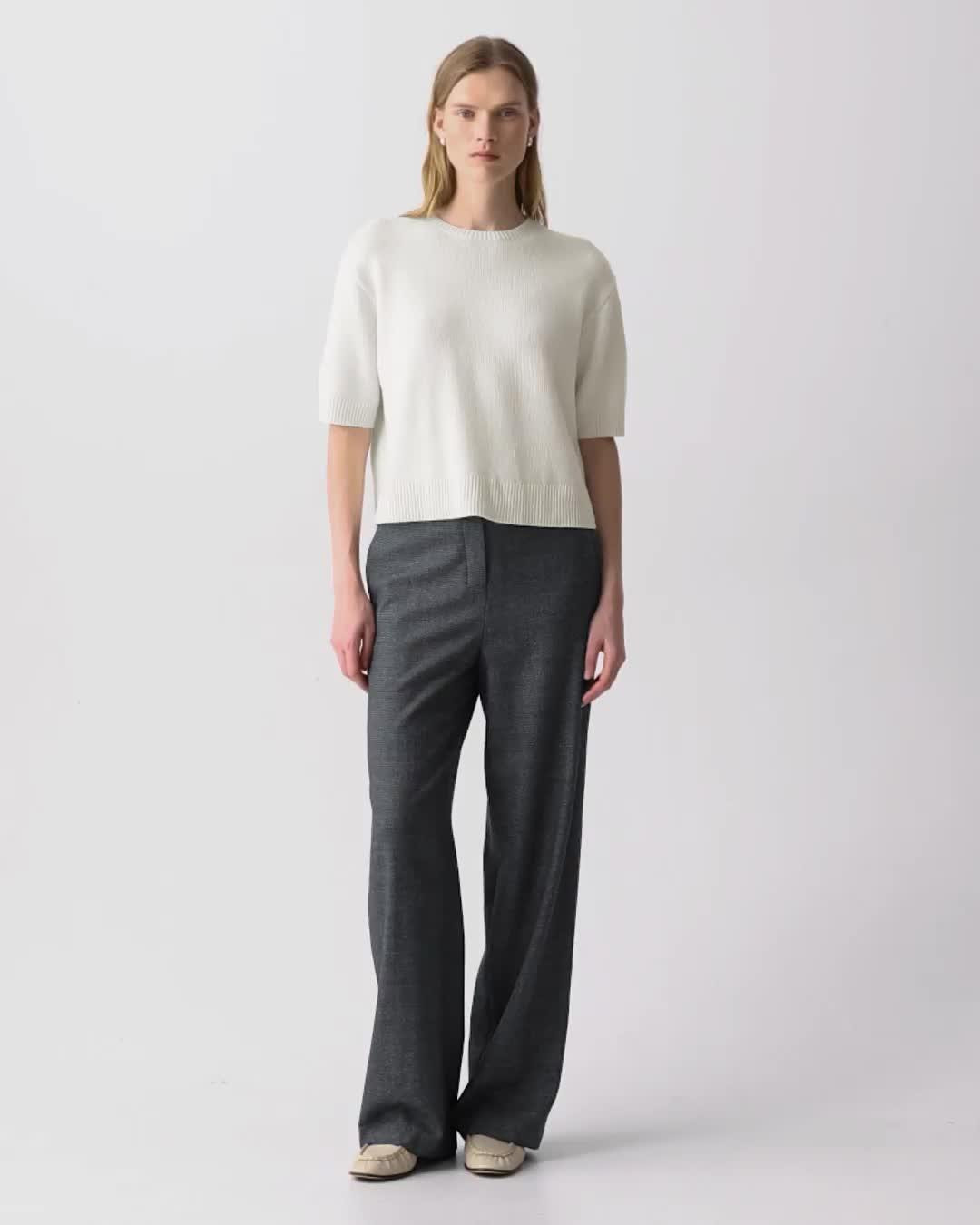 Wide-Leg Pull-On Pant in Marled Flannel - 6
