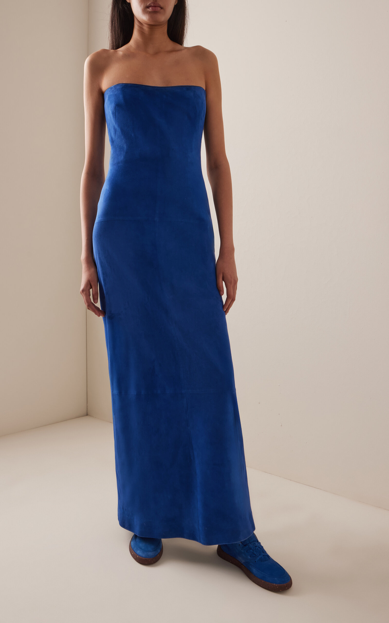 Ivara Strapless Suede Maxi Dress blue - 2