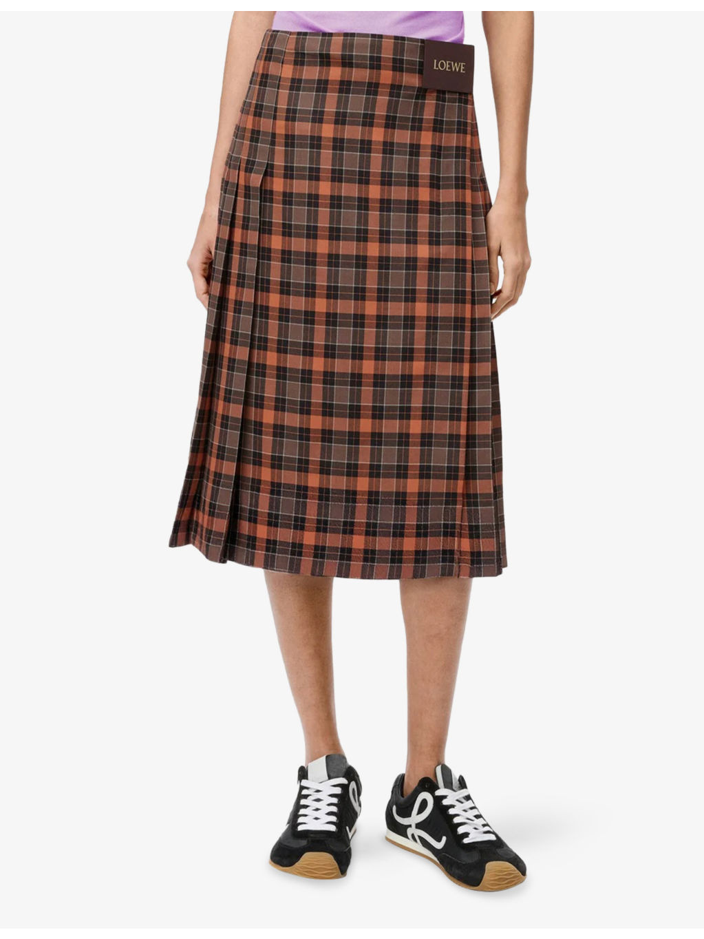 Pleated Check Wool-Blend Midi Skirt - 3