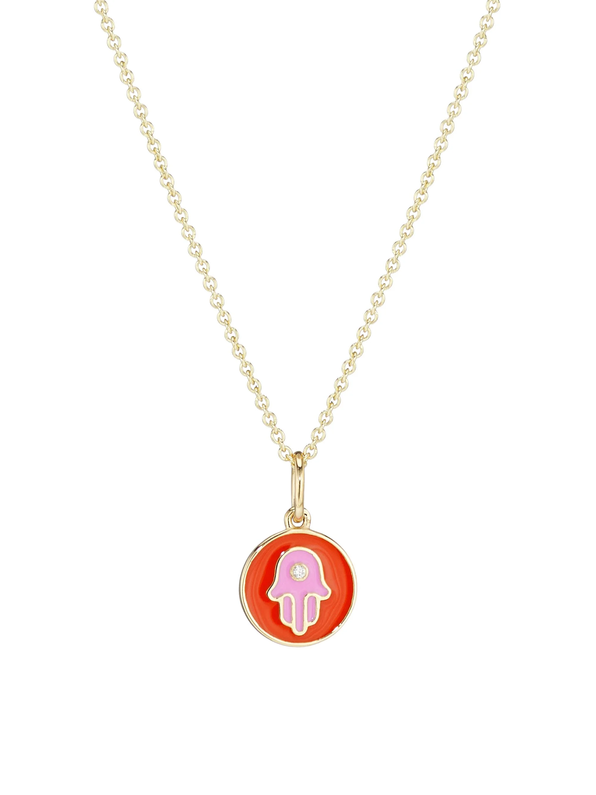 Women's 14K Yellow Gold, Diamond & Enamel Hamsa Pendant Necklace - Multi - 1