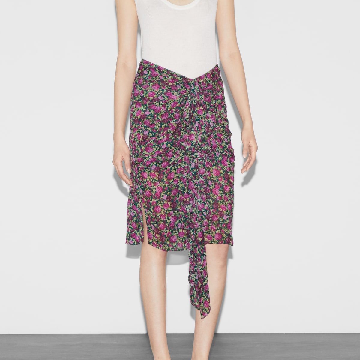 Floral print silk skirt - 3