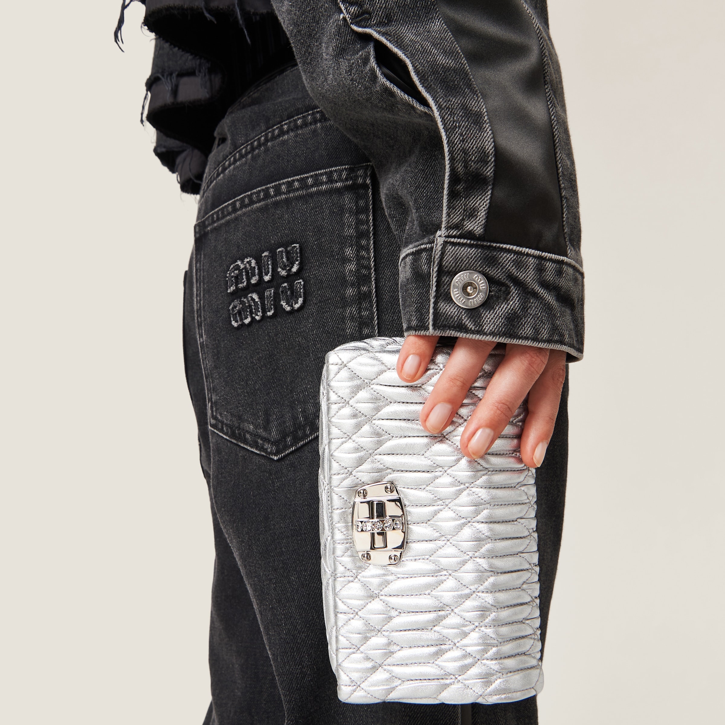 Miu Crystal nappa leather and crystal mini-bag - 4