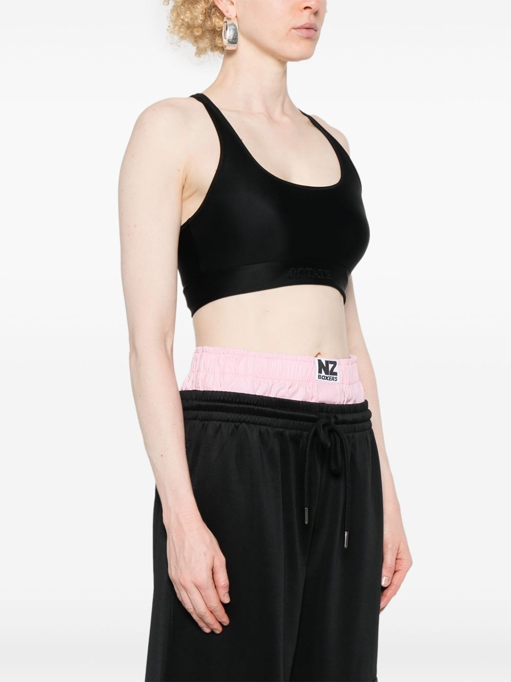 logo-embroidered crop top - 3