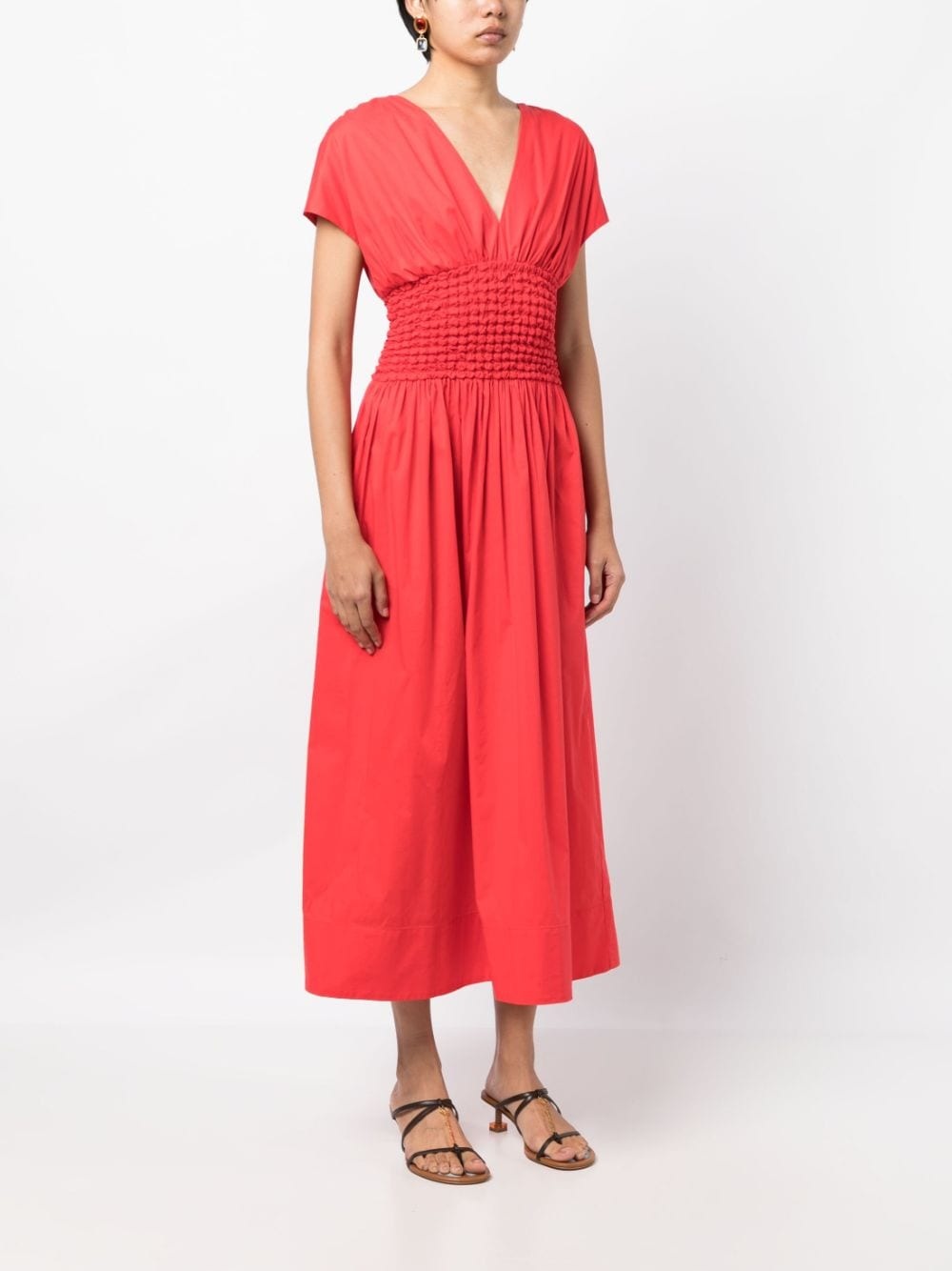 STAUD Jackson smocked-waist midi dress | REVERSIBLE