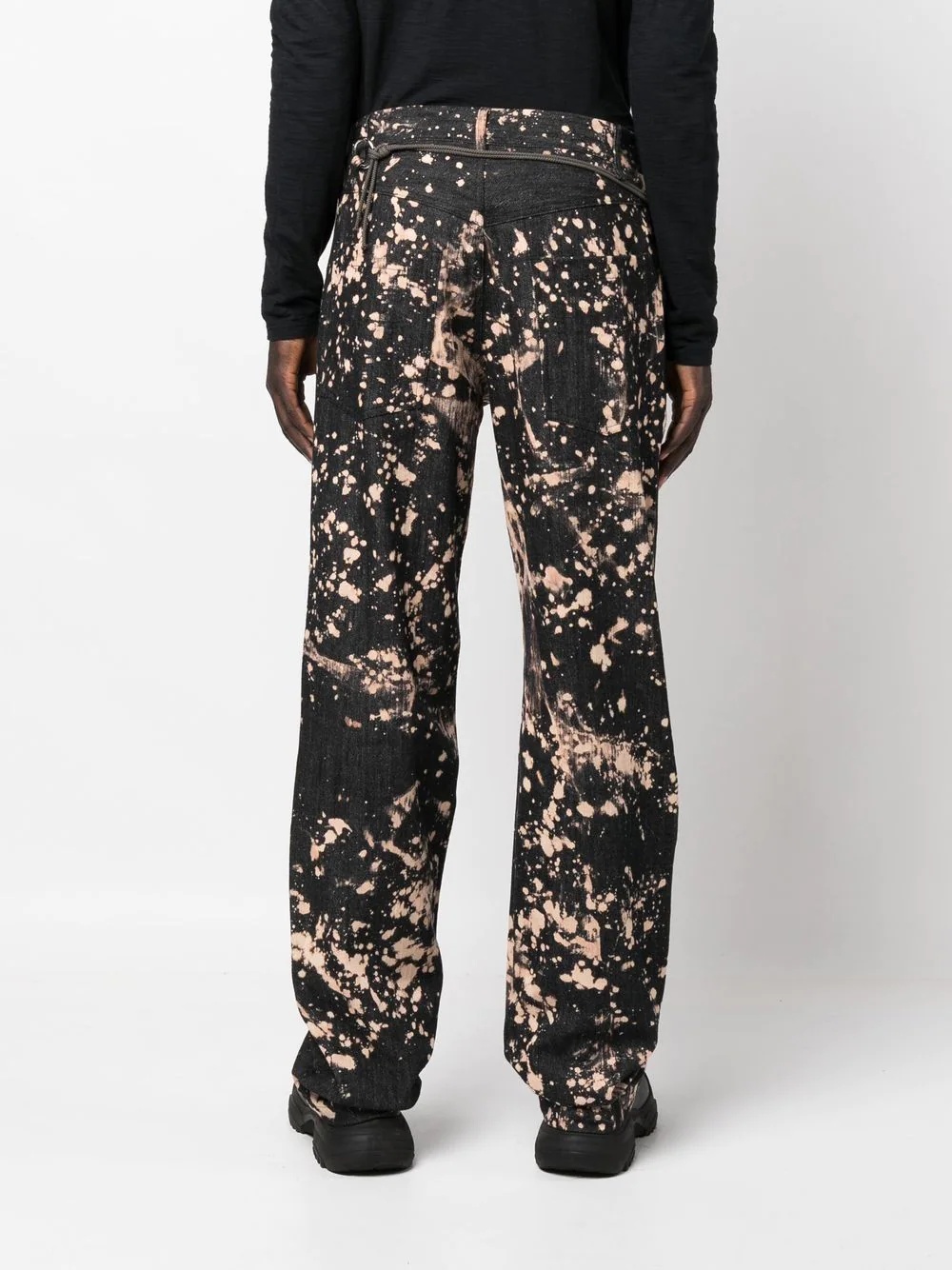 bleached-effect straight-leg trousers - 4