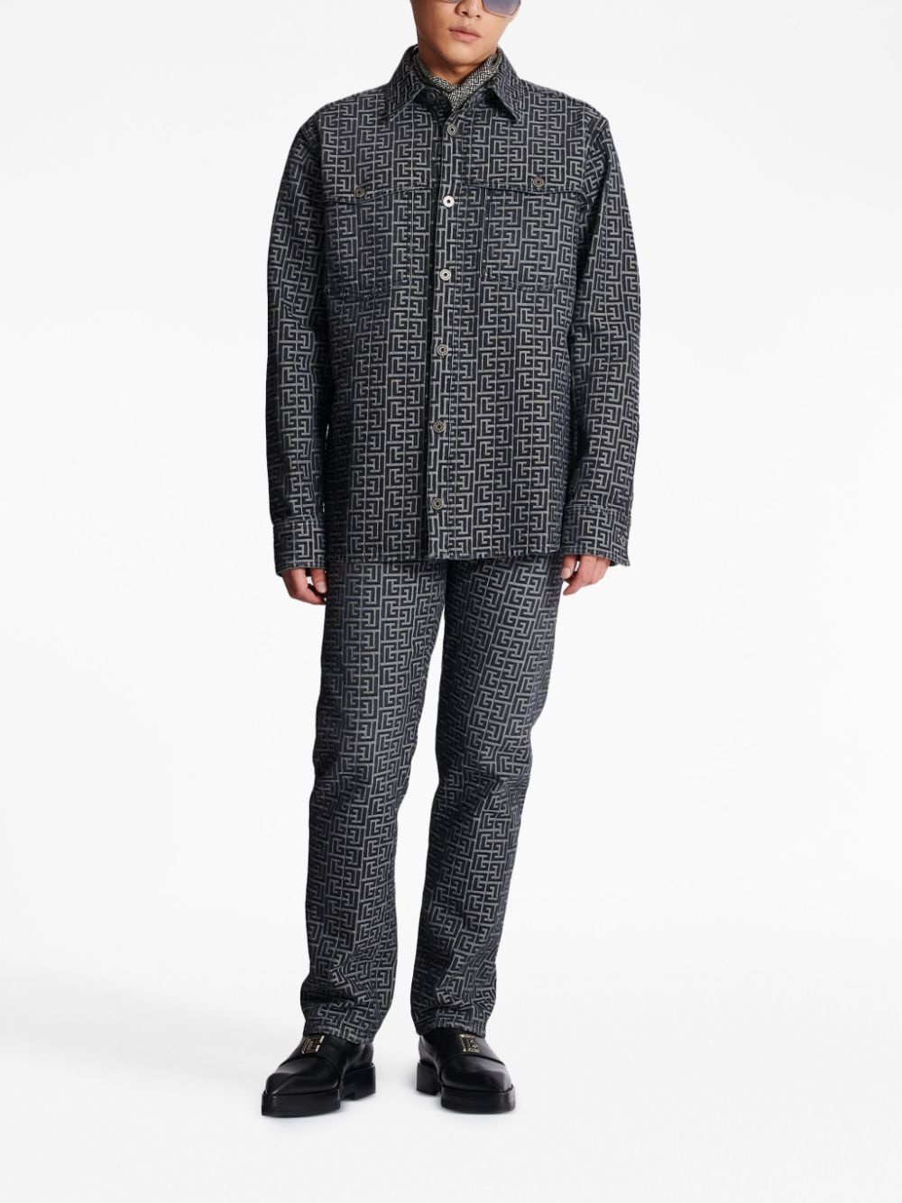 monogram-jacquard denim shirt - 2