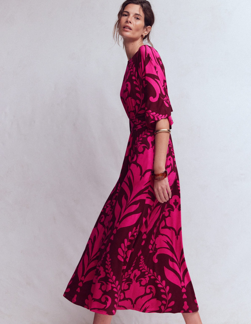 Imelda Kimono Jersey Dress-Pink Peony, Decorative Lattice 2