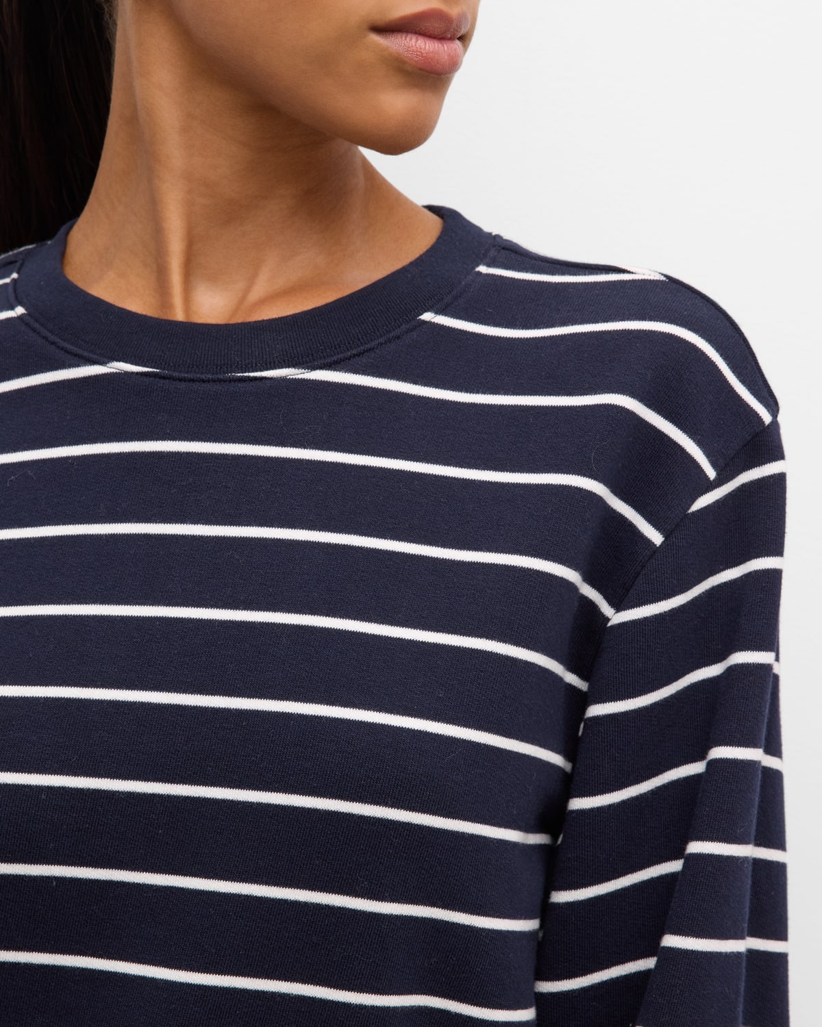 Stripe Blouson-Sleeve Sweatshirt - 5