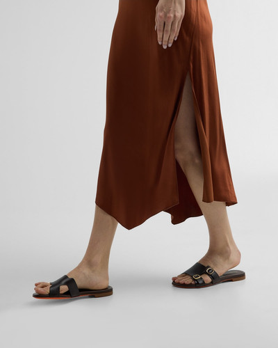 Santoni Foresaw Leather Double Monk Slide Sandals outlook