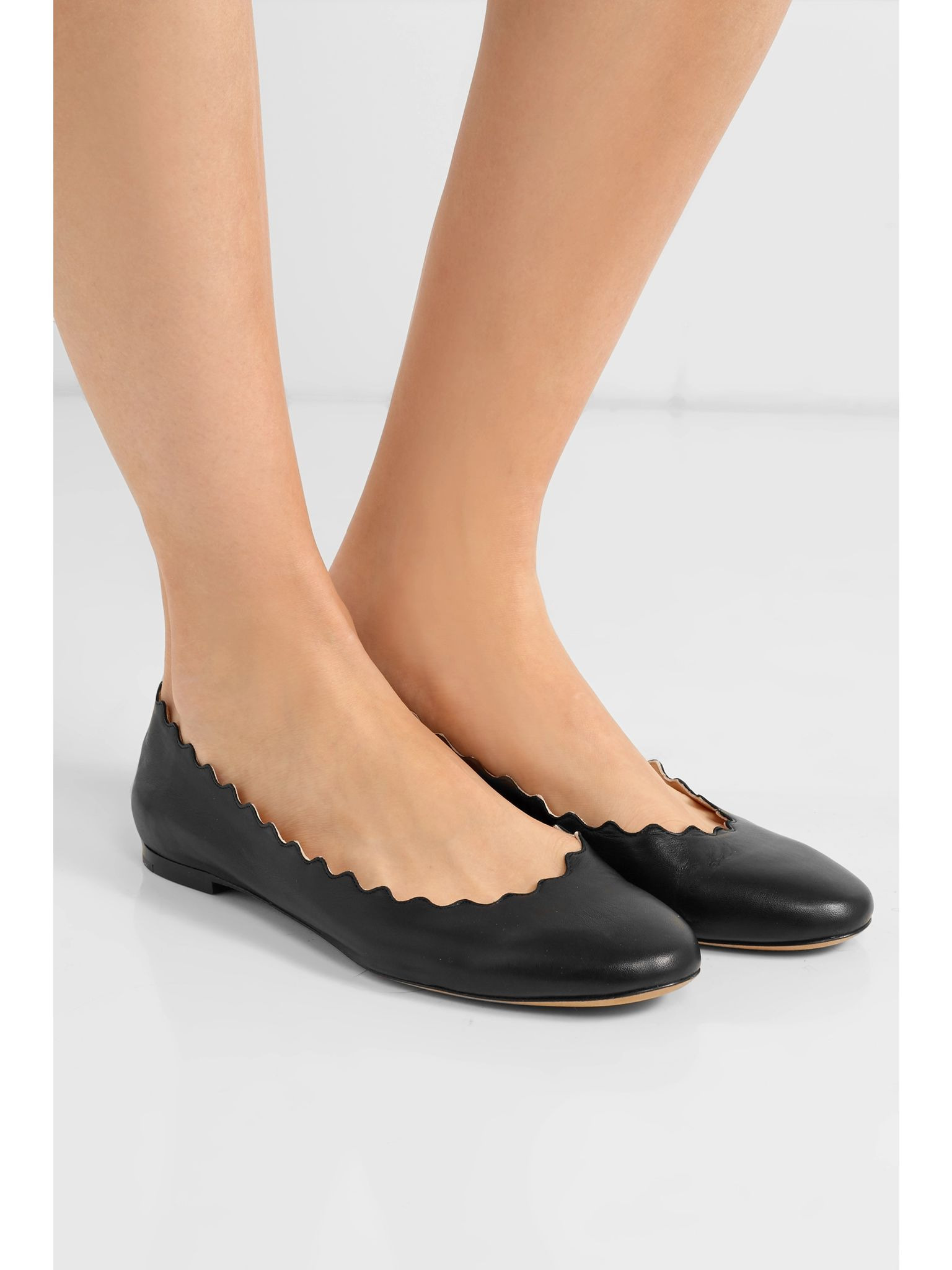 + NET SUSTAIN Lauren scalloped leather ballet flats Black - 2