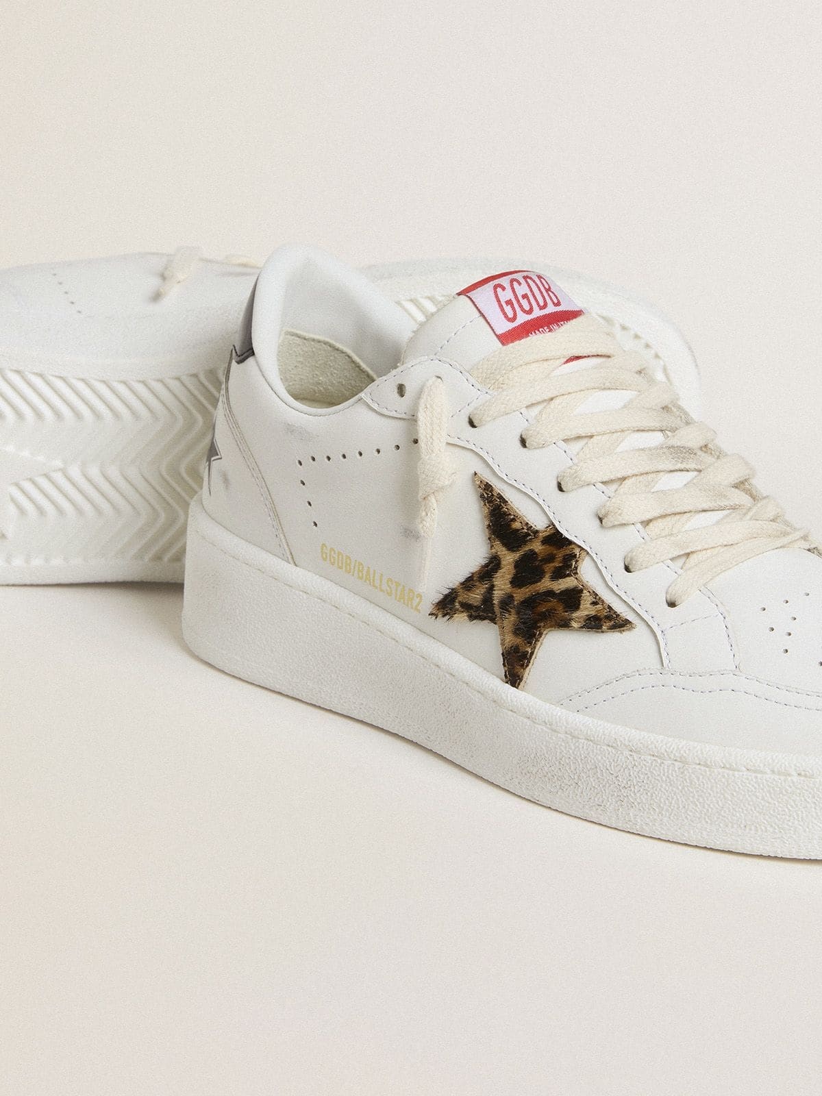 Ball Star with leopard pony skin star and black laminated leather heel tab - 3