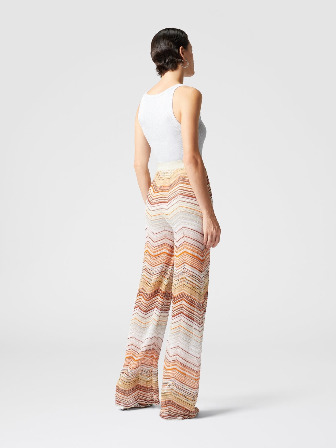Palazzo chevron lamé trousers with sequins - 3