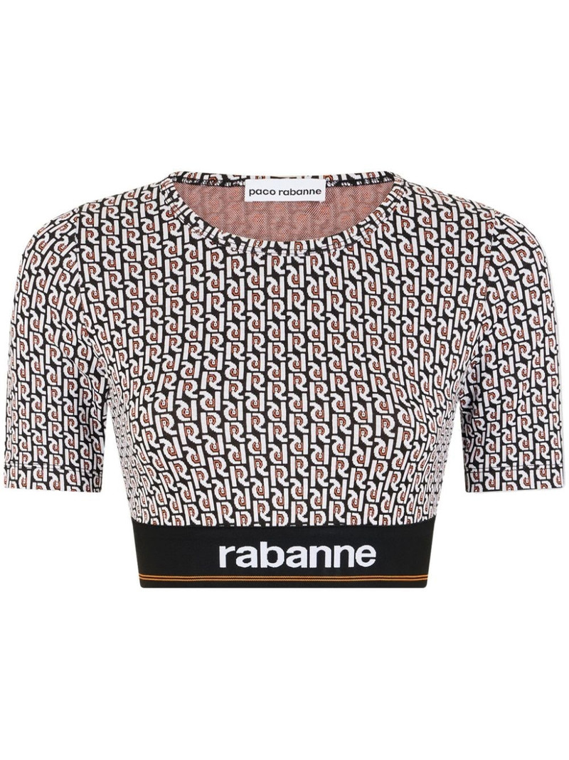 monogram-print cropped T-shirt 1