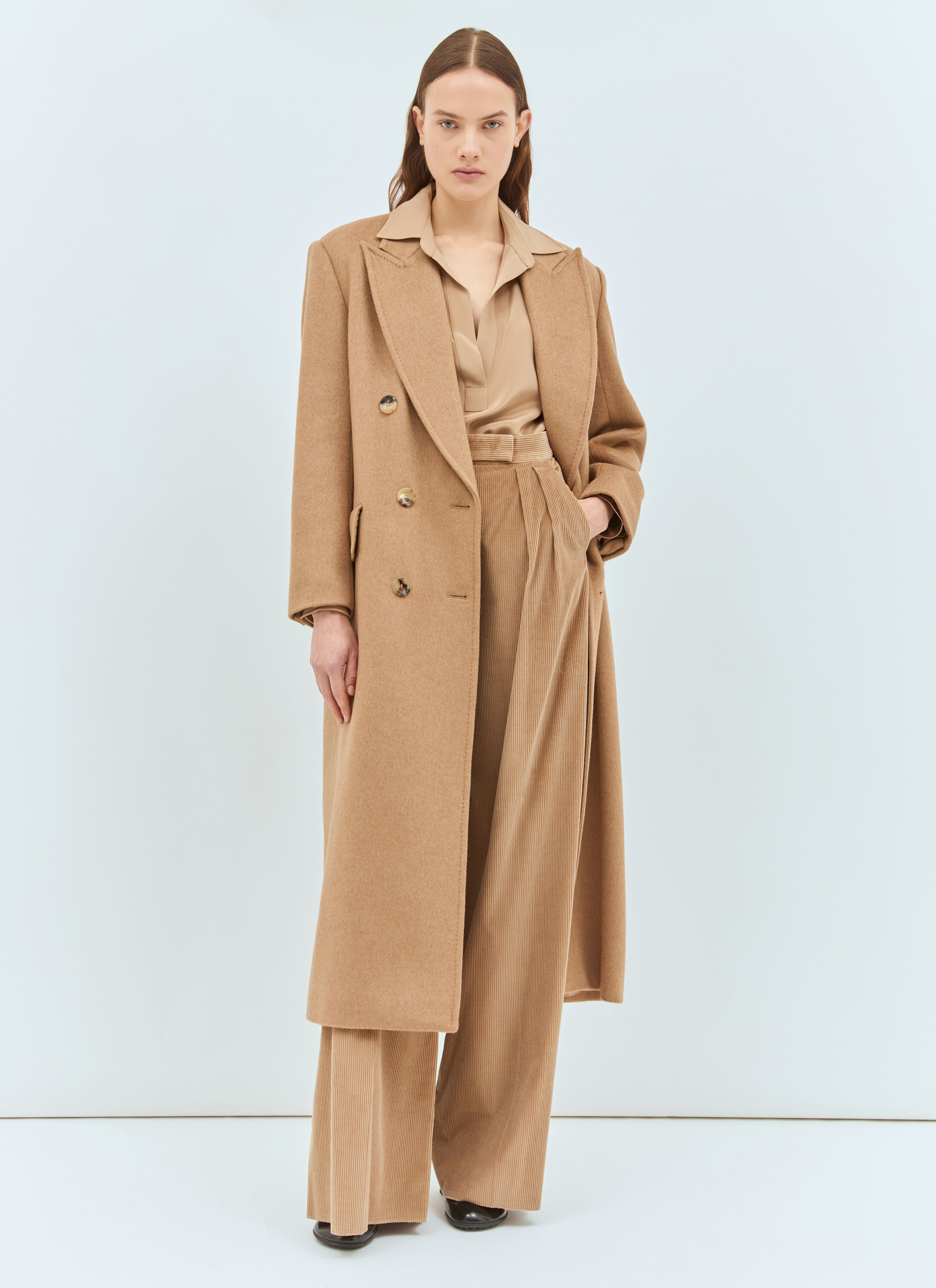 Double-Breasted Camel Coat - 2