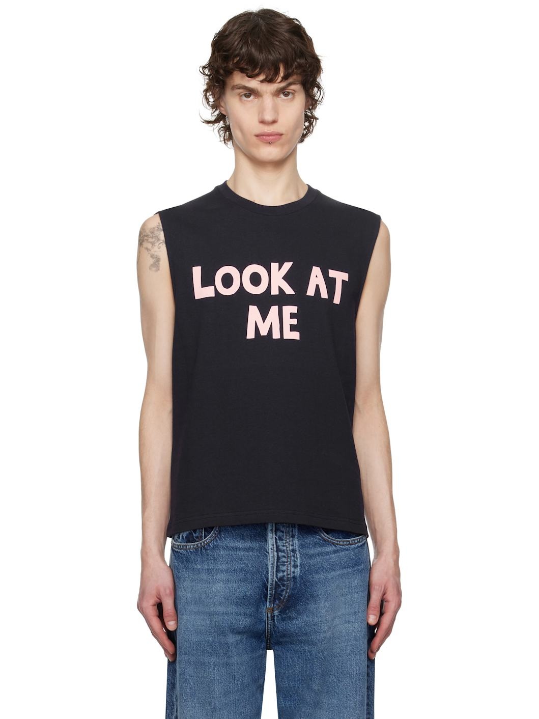 Navy 'Look At Me' Printed Tank Top - 1