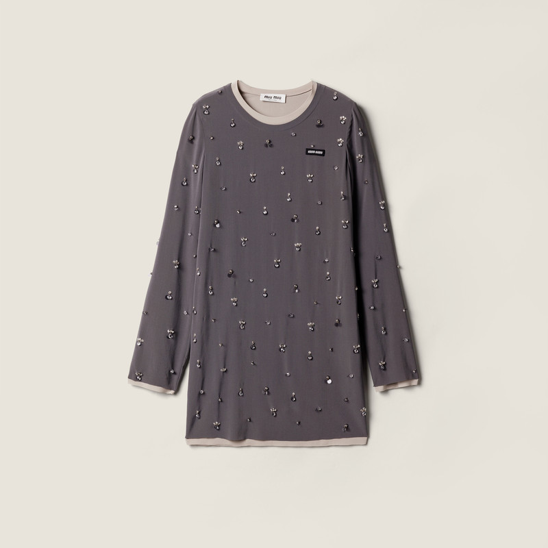 Embroidered stretch georgette dress 1