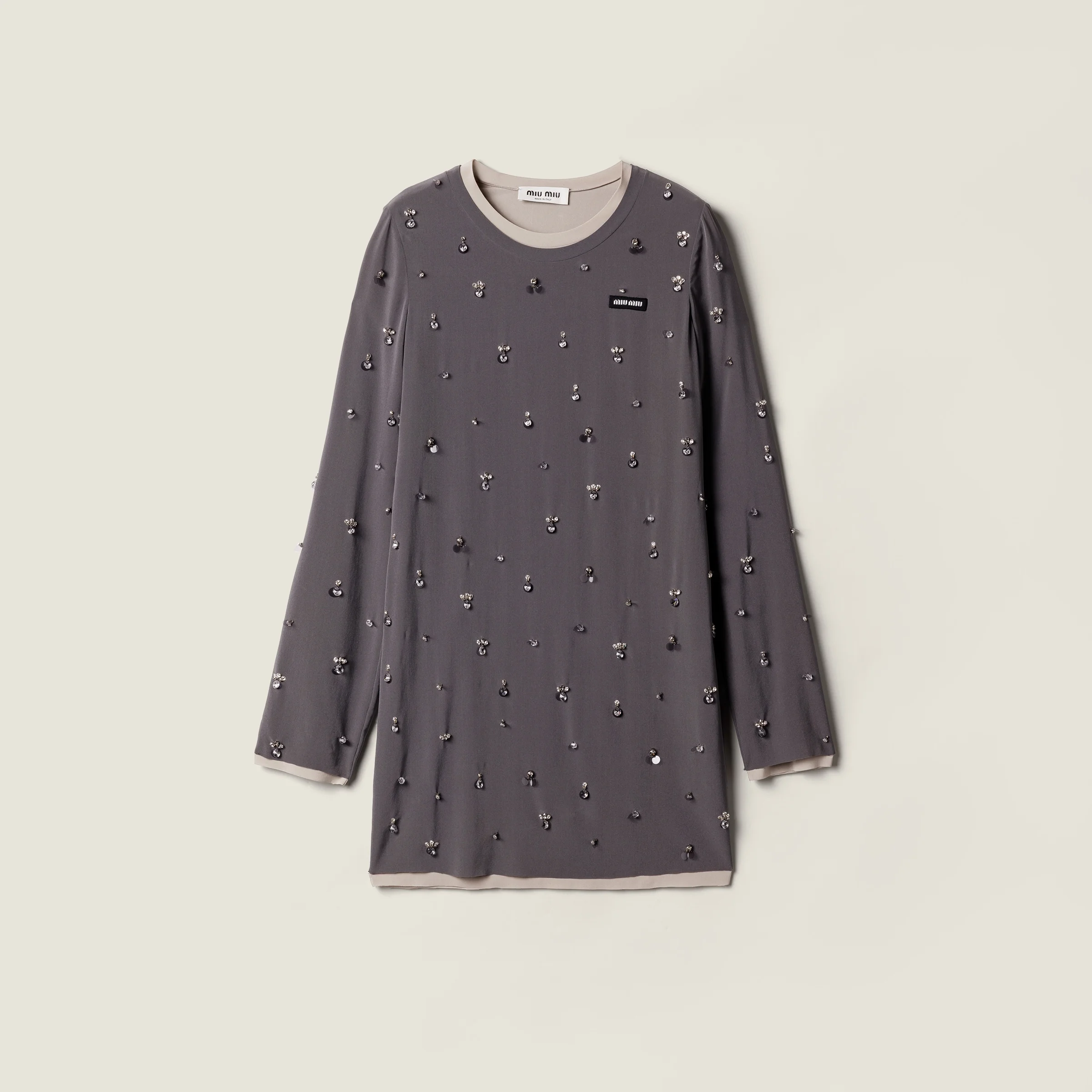 Embroidered stretch georgette dress - 1