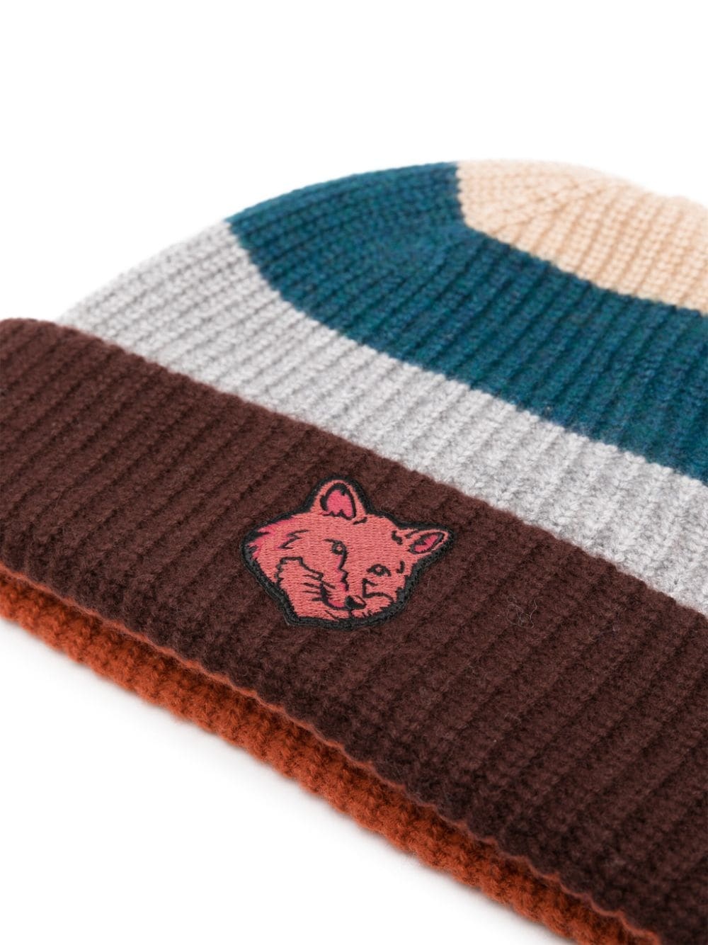 Fox-patch striped beanie - 2