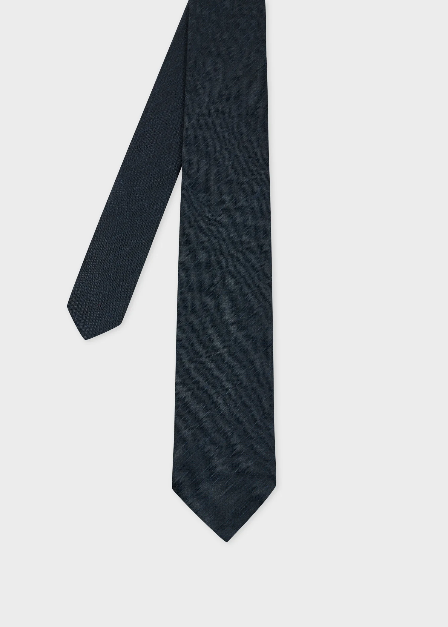 Navy Linen-Silk Blend Textured Tie - 1