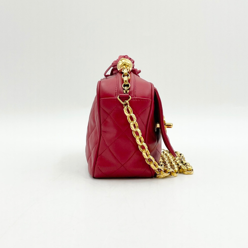 Chanel No.2 Red Bias Flap Mini Chain Crossbody Bag - 4