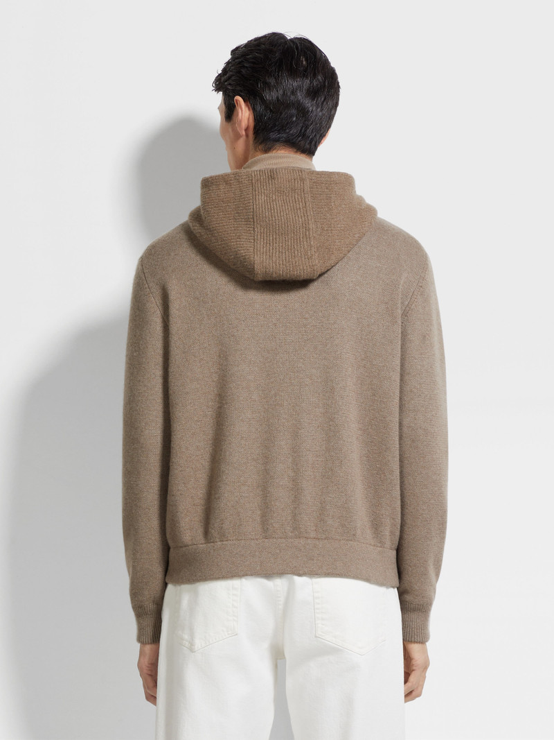 LIGHT TAUPE MÉLANGE OASI CASHMERE FULL ZIP HOODIE 5