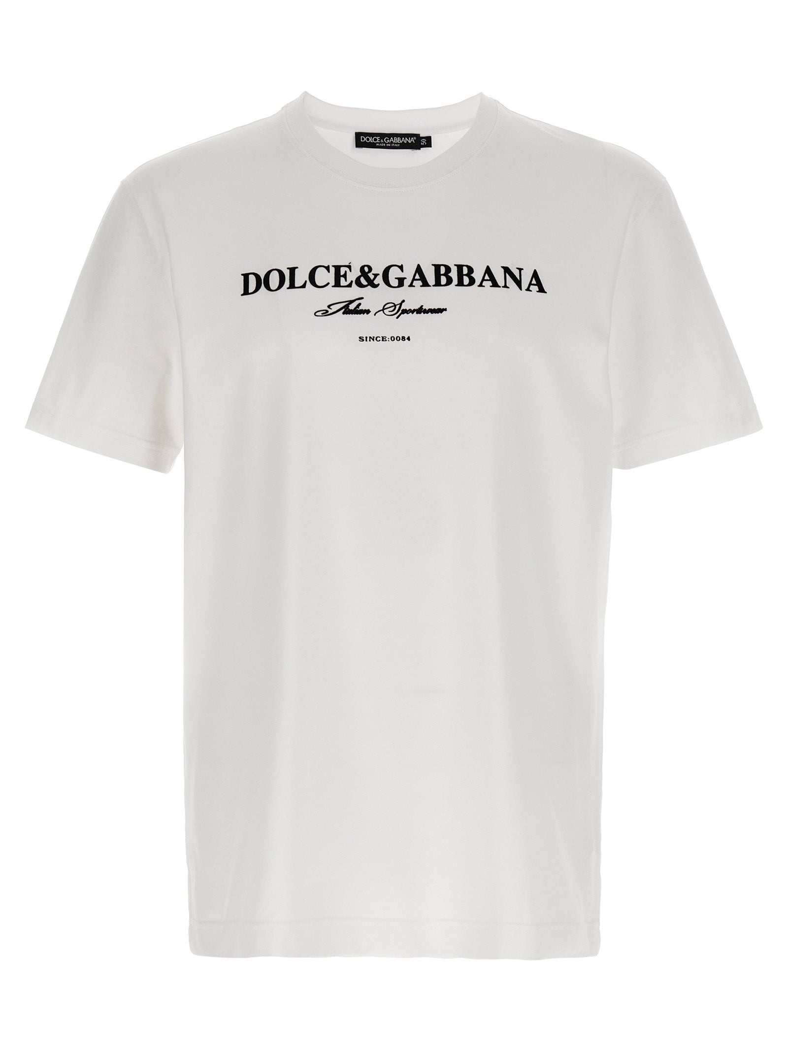 Flock Print T-Shirt White/Black - 1