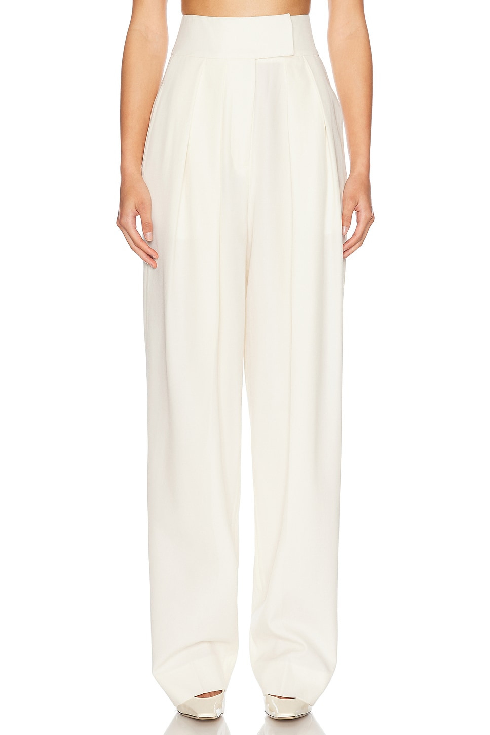 High Waist Pleated Suit Trouser in Wool - 2