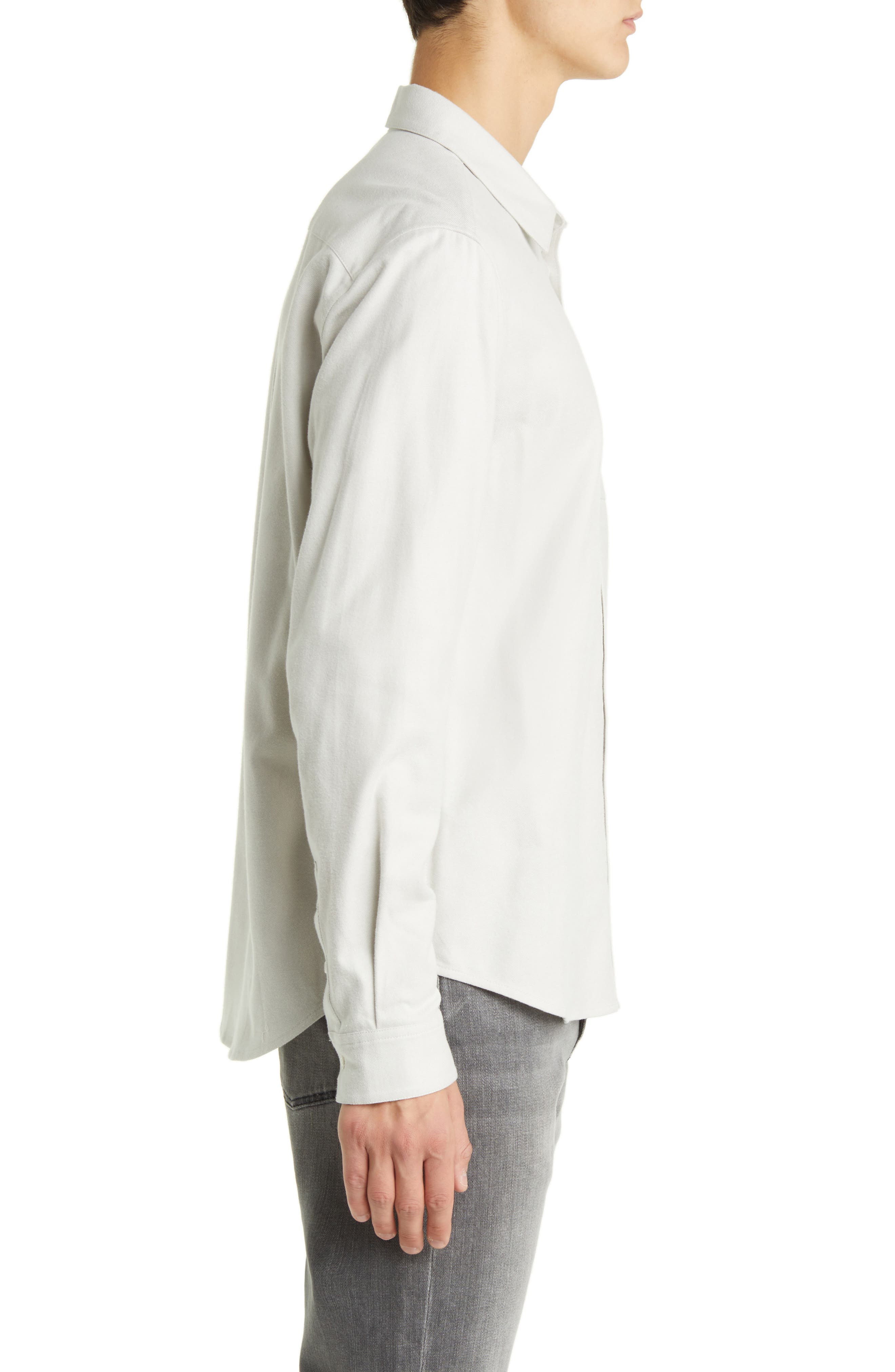Brushed Cotton Blend Button-Up Shirt - 4