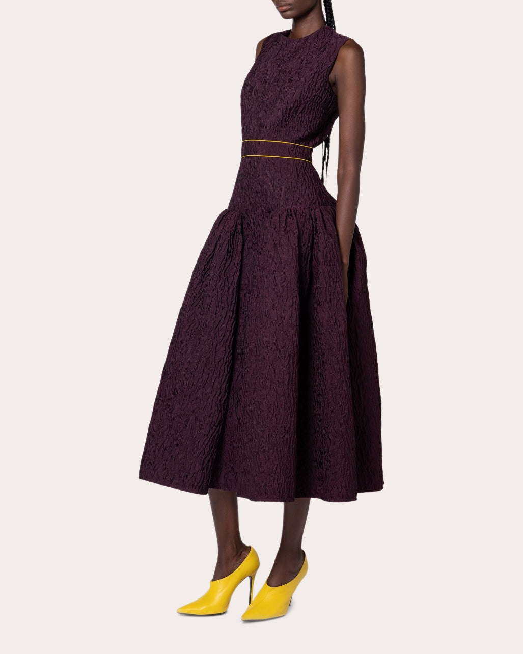 Aya Cloque Drop-Waist Midi Dress - 3